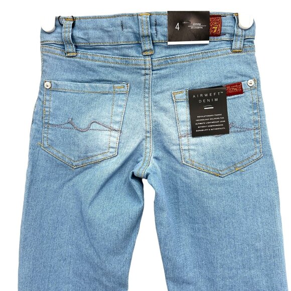 NWT 7 for all mankind Girls Blue Airweft Denim Jeans Size 4 Stretch Straight Leg - Picture 3 of 12